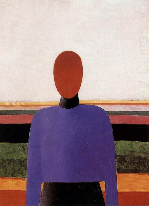 The Bust of girl  wear purple dress, Kasimir Malevich